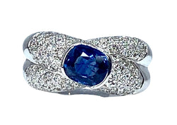 Bague Jonc en or blanc saphir et diamants - Castafiore