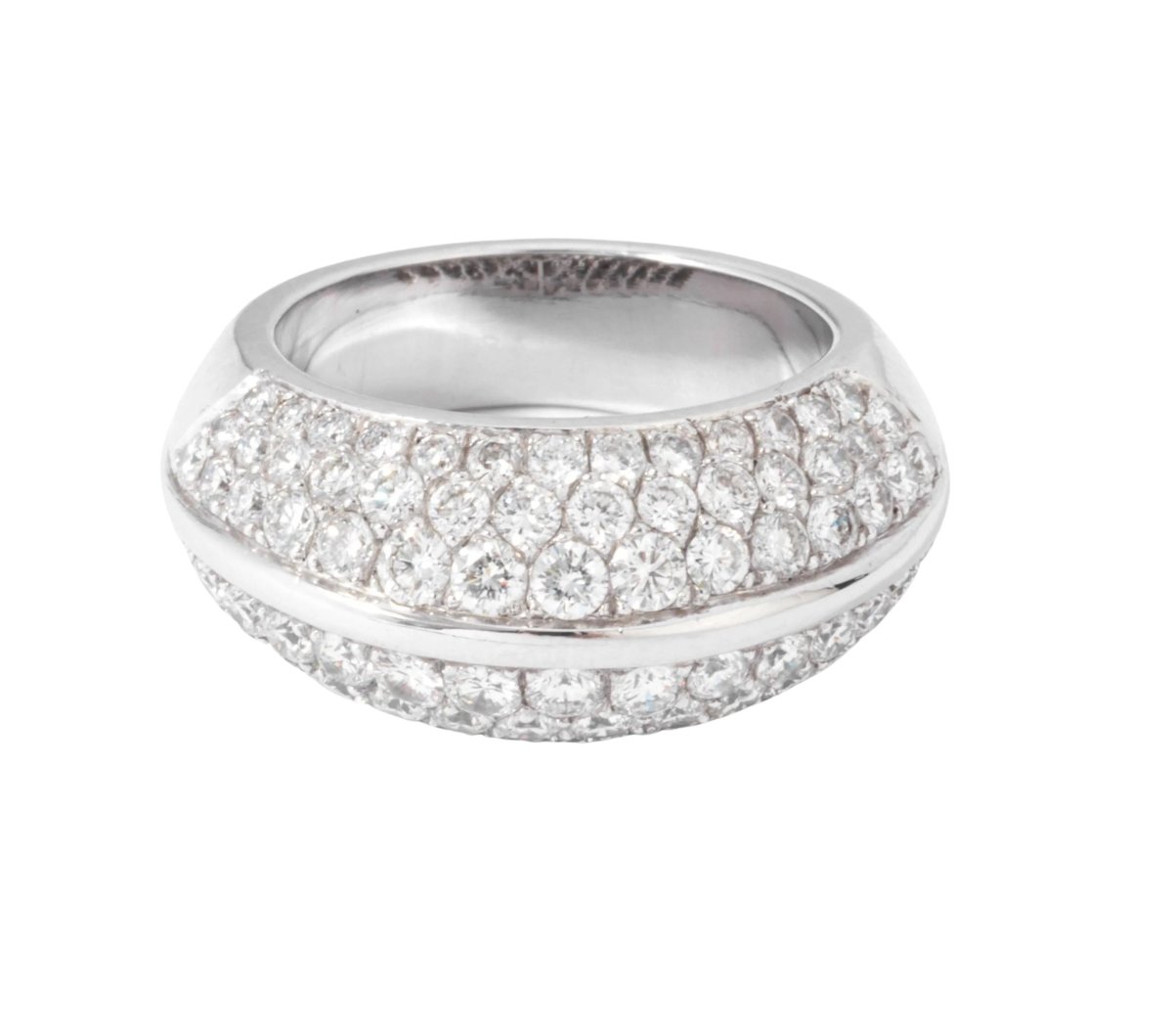 Bague jonc en or gris entièrement pavée de diamant - Castafiore