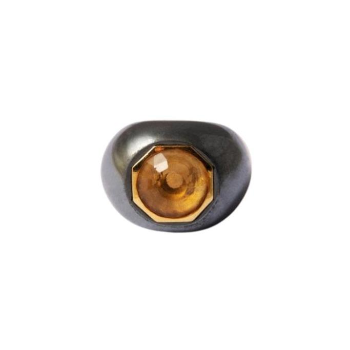 Bague jonc en or jaune et citrine - Castafiore
