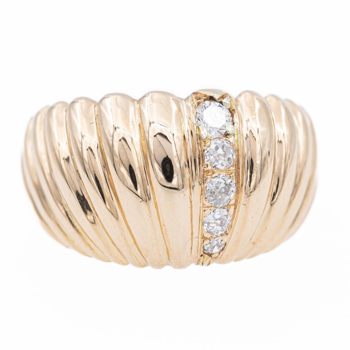 Bague Jonc en or jaune et diamants - Castafiore
