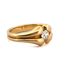 Bague Jonc en or jaune et diamants - Castafiore