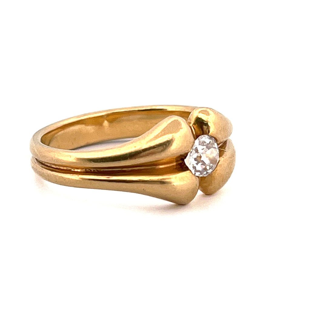 Bague Jonc en or jaune et diamants - Castafiore