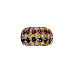 Bague Jonc en or jaune, rubis, saphirs et diamants - Castafiore