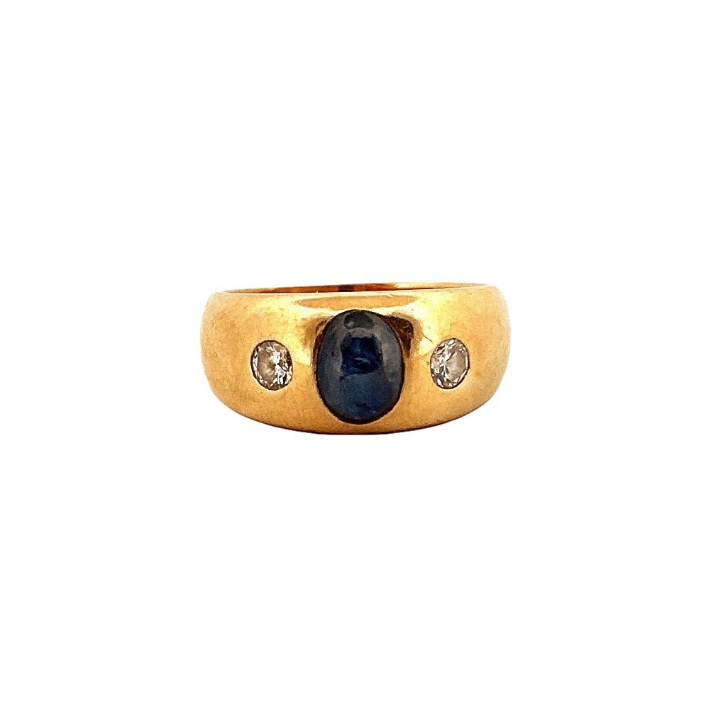 Bague Jonc en or jaune, saphir et diamant - Castafiore