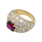 Bague Jonc M.GÉRARD en or jaune, diamants et rubis - Castafiore