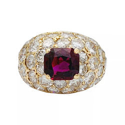 Bague Jonc M.GÉRARD en or jaune, diamants et rubis - Castafiore