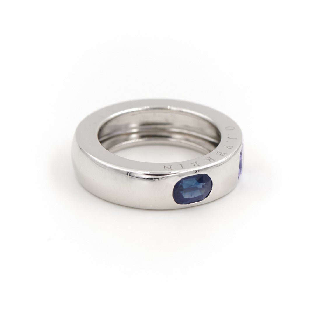Bague Jonc O.J Perrin en or blanc, saphir et tanzanite - Castafiore