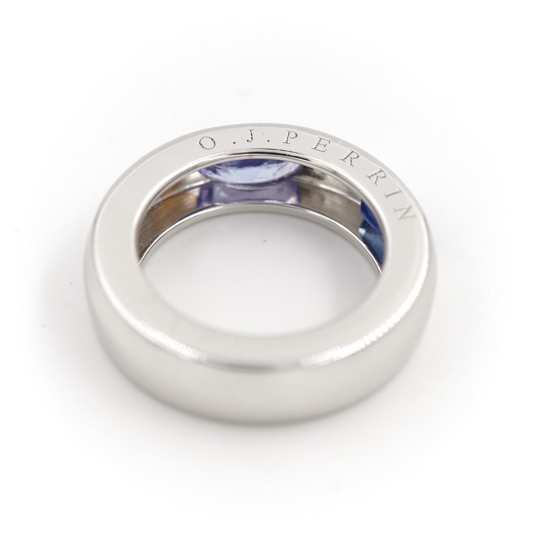 Bague Jonc O.J Perrin en or blanc, saphir et tanzanite - Castafiore