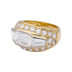 Bague jonc, or jaune, diamants. - Castafiore