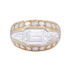 Bague jonc, or jaune, diamants. - Castafiore