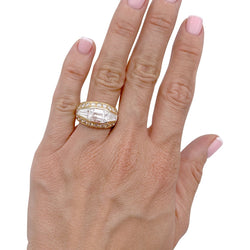 Bague jonc, or jaune, diamants. - Castafiore