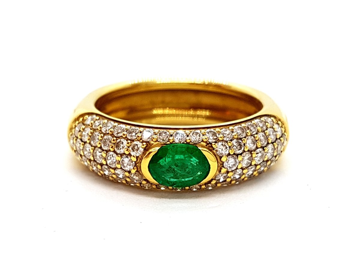 Bague Jonc Or jaune Emeraude - Castafiore