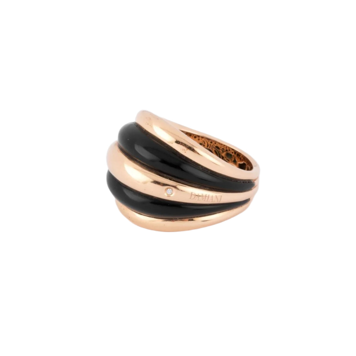 Bague jonc or rose et onyx de la maison Damiani - Castafiore