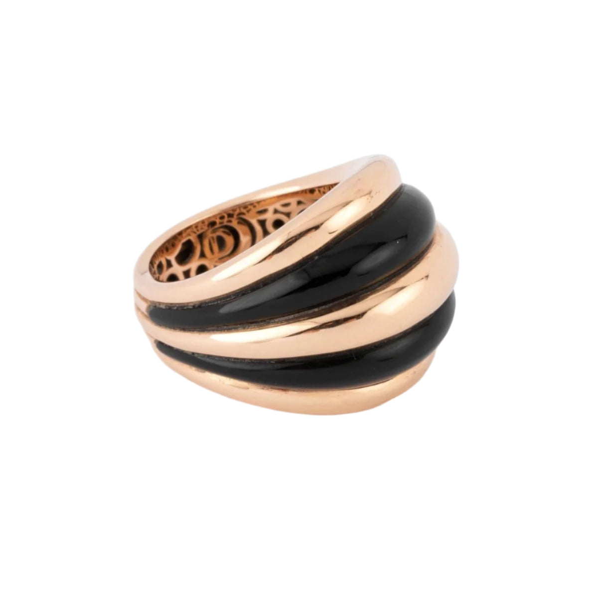 Bague jonc or rose et onyx de la maison Damiani - Castafiore