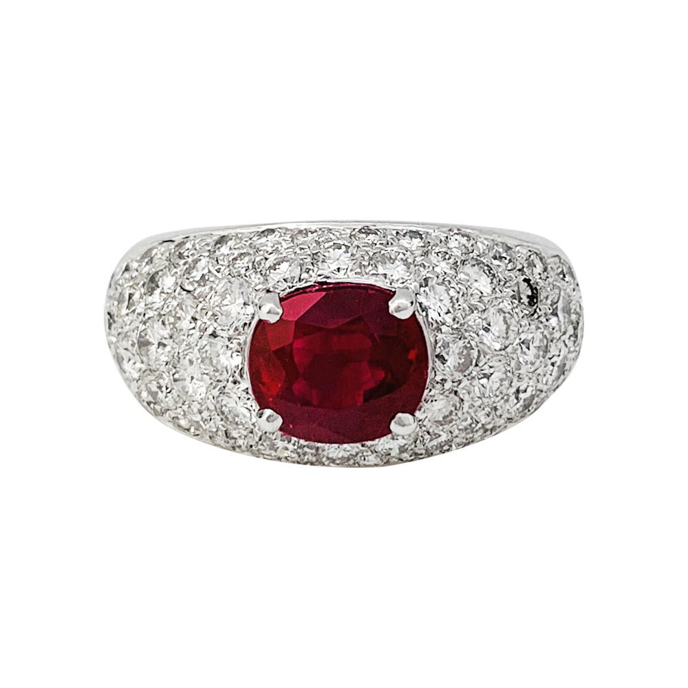 Bague jonc pavage diamant, rubis 1,78 carats - Castafiore