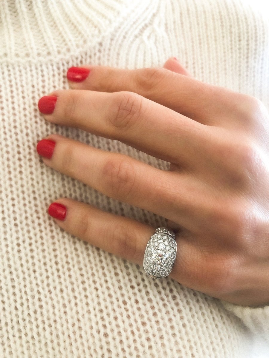 Bague jonc pavée de diamant de diamant - Castafiore