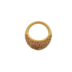 Bague Jonc POIRAY en or jaune, saphirs roses et diamants - Castafiore