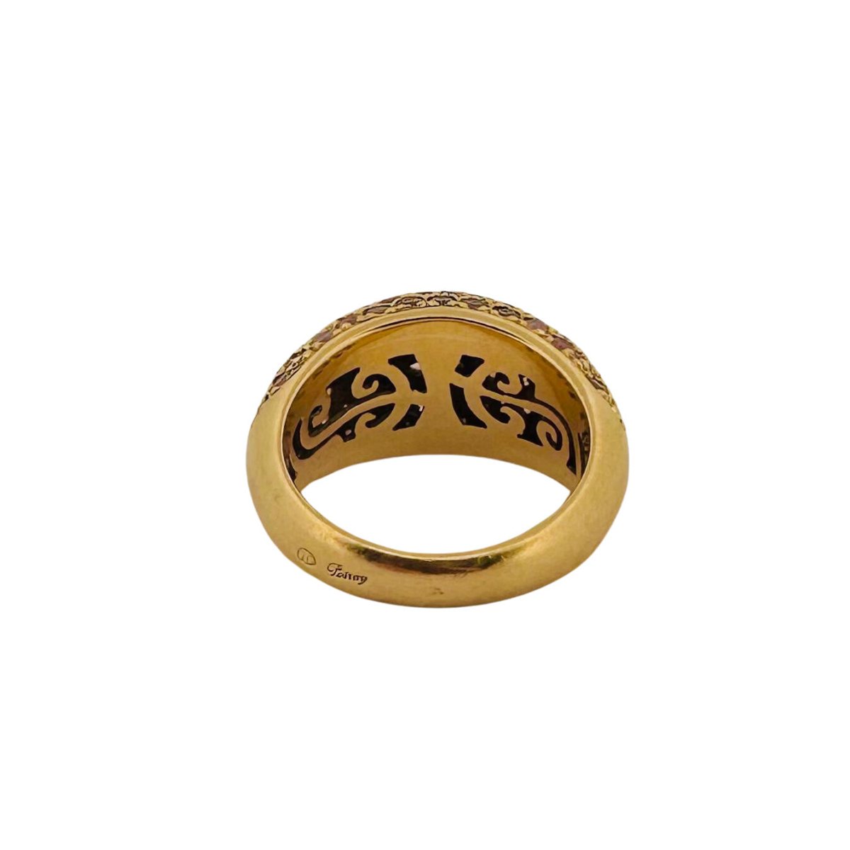 Bague Jonc POIRAY en or jaune, saphirs roses et diamants - Castafiore