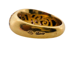 Bague Jonc POIRAY en or jaune, saphirs roses et diamants - Castafiore