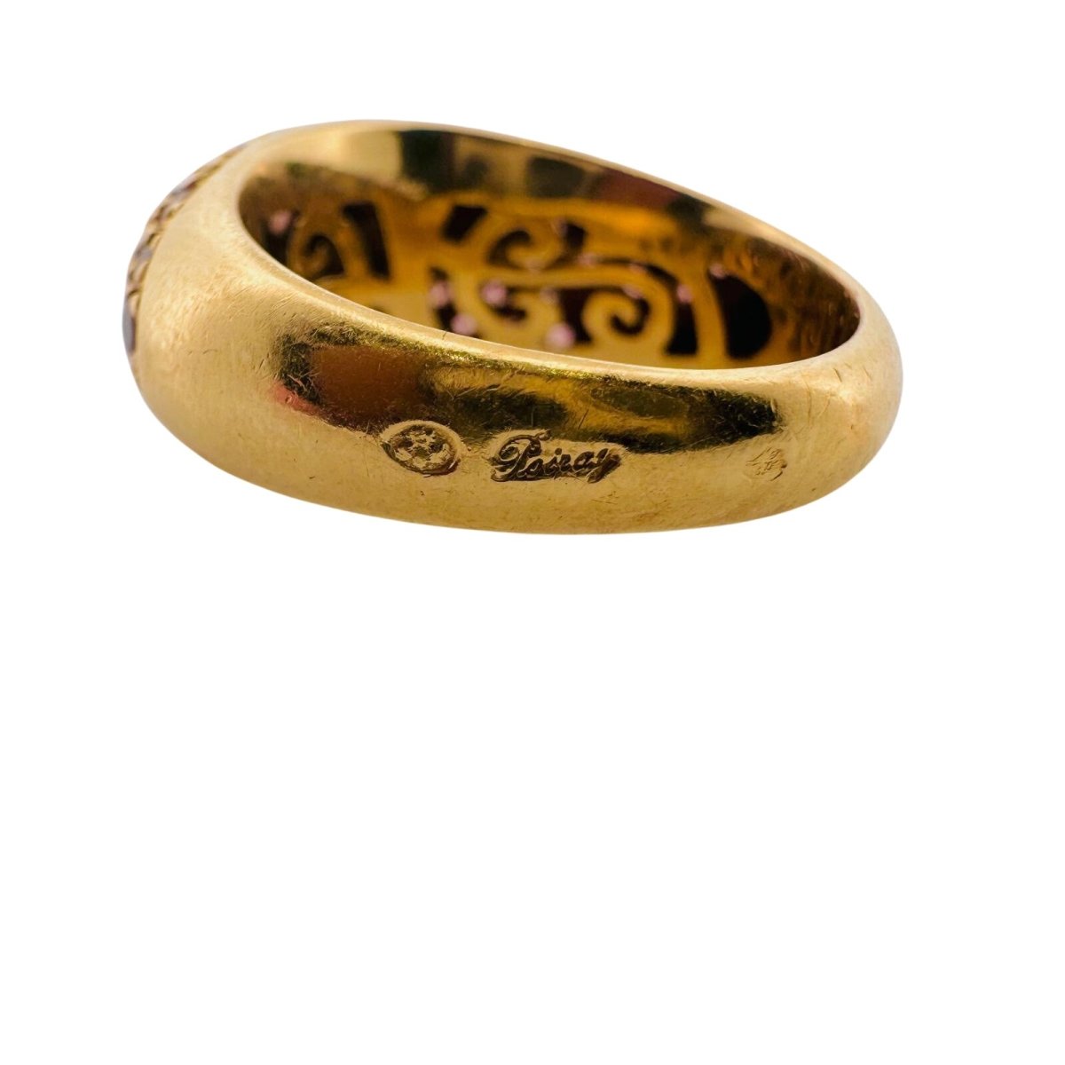 Bague Jonc POIRAY en or jaune, saphirs roses et diamants - Castafiore