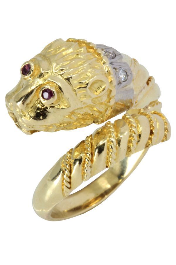 BAGUE LION RUBIS ET DIAMANTS - Castafiore