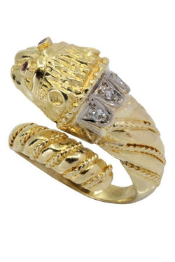 BAGUE LION RUBIS ET DIAMANTS - Castafiore