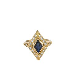 Bague Losange or jaune diamants et saphir - Castafiore