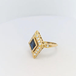 Bague Losange or jaune diamants et saphir - Castafiore
