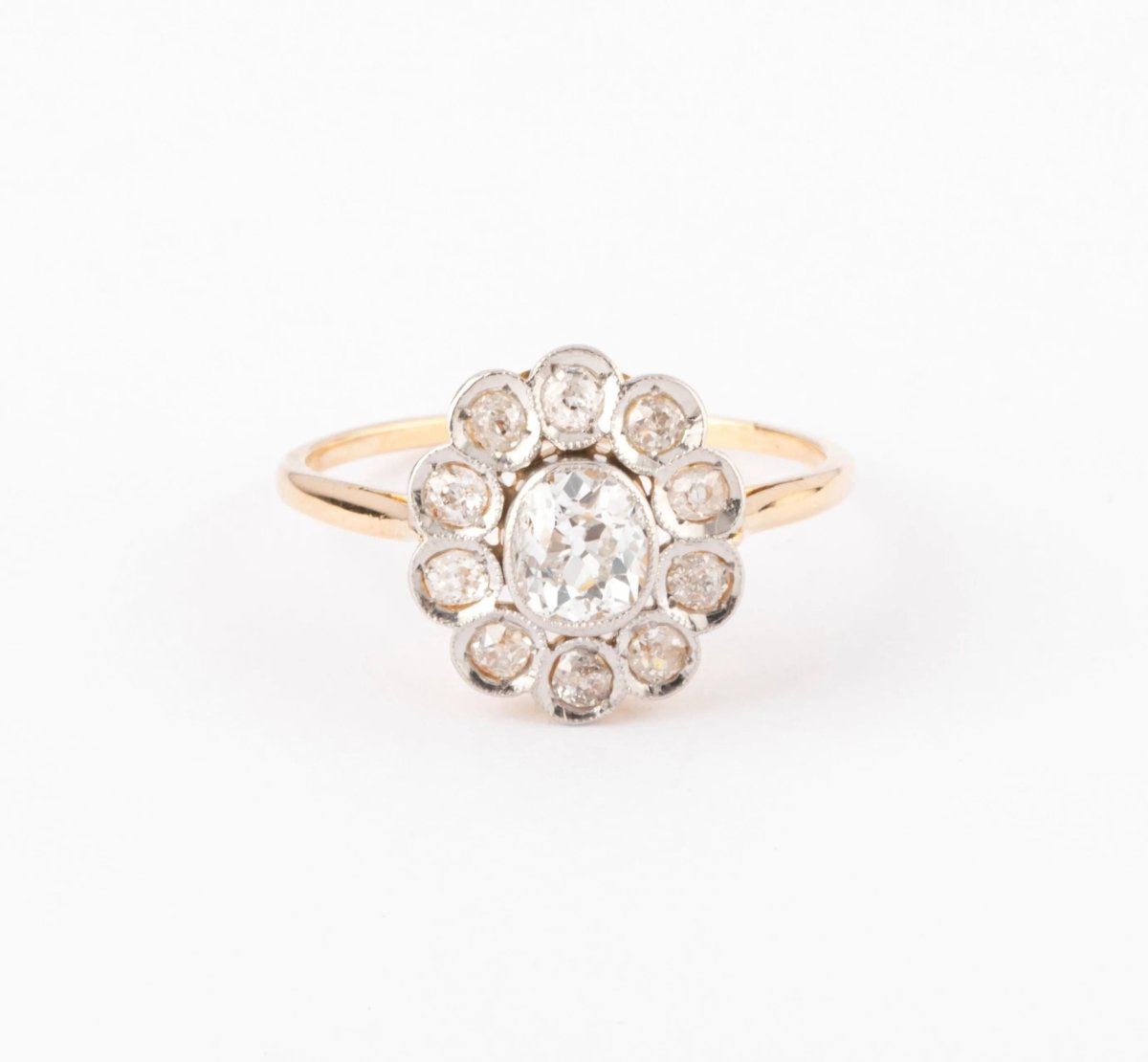 Bague marguerite ancienne en or et diamant - Castafiore