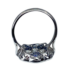 Bague marguerite en or blanc 18 carats en saphirs et diamants - Castafiore