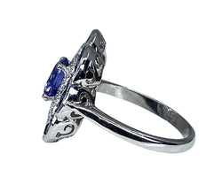 Bague marguerite en or blanc 18 carats en saphirs et diamants - Castafiore