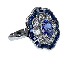 Bague marguerite en or blanc 18 carats en saphirs et diamants - Castafiore