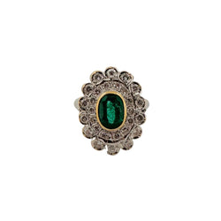 Bague Marguerite en or blanc, émeraude et diamants - Castafiore