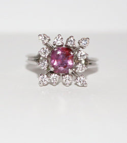 Bague Marguerite en or blanc et en diamants et rubis - Castafiore