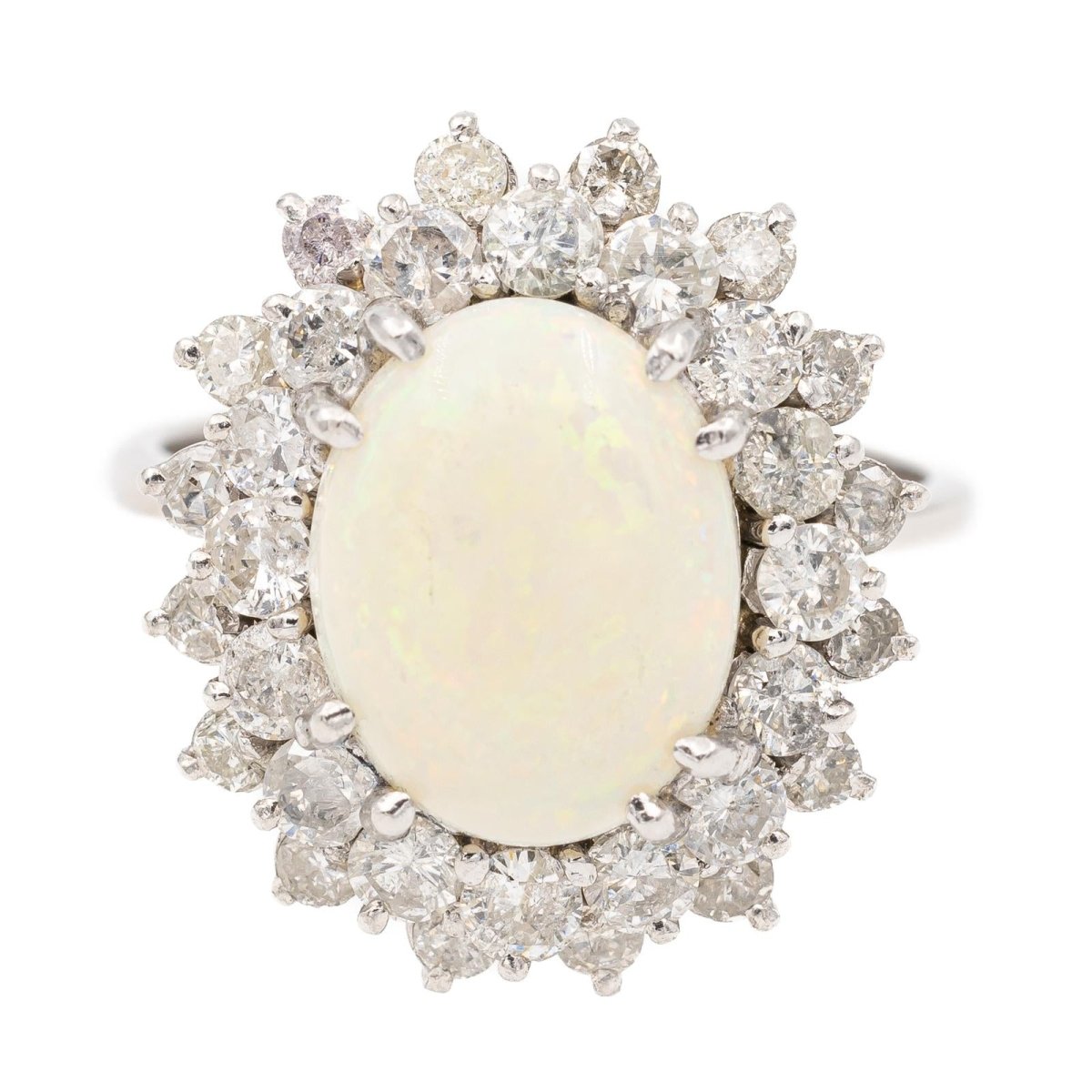 Bague Marguerite en or blanc et opale - Castafiore