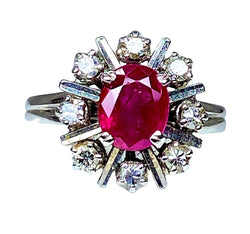 Bague Marguerite en or blanc rubis et diamants - Castafiore