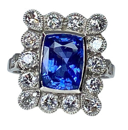 Bague Marguerite en or blanc saphir et diamants - Castafiore