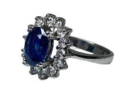Bague Marguerite en or blanc, saphir et diamants - Castafiore