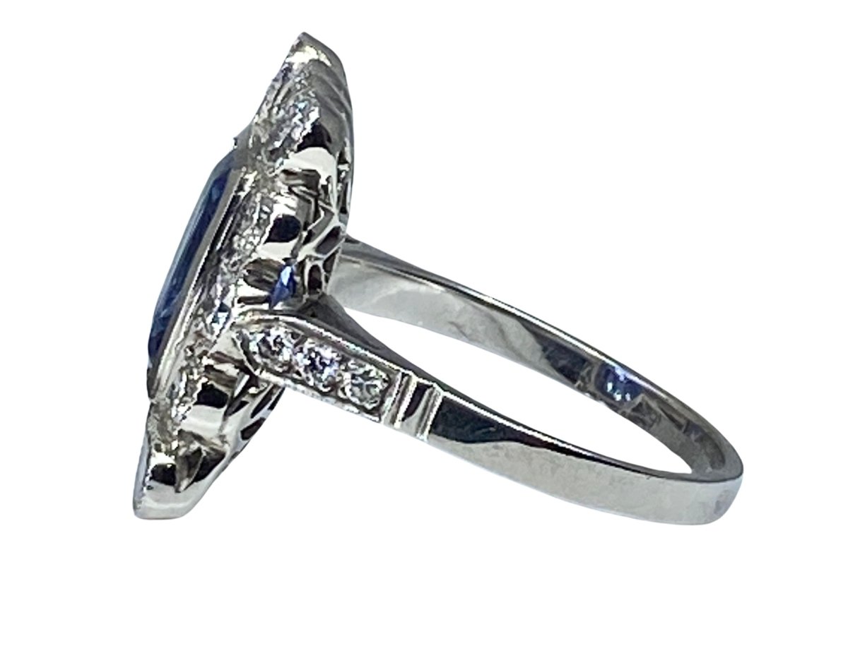 Bague Marguerite en or blanc saphir et diamants - Castafiore