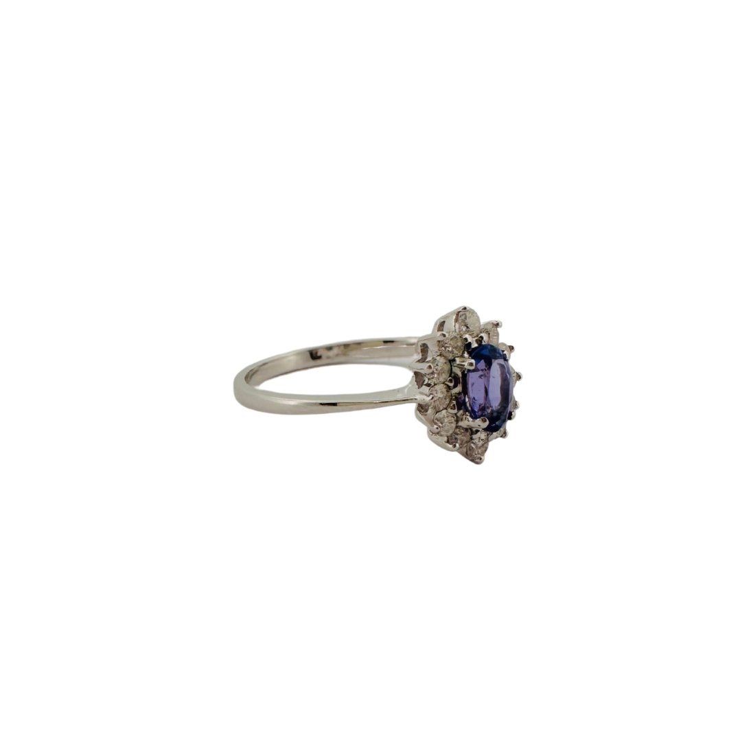 Bague Marguerite en or blanc, tanzanite et diamants - Castafiore