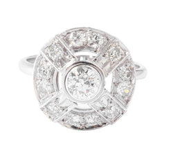 Bague marguerite en platine or gris et diamants - Castafiore