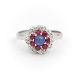 Bague Marguerite Or blanc Saphir - Castafiore