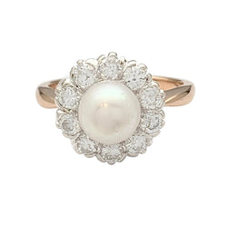 Bague marguerite perle et diamants - Castafiore