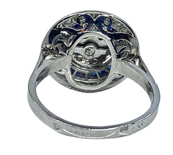 Bague Marguerite ronde en or blanc, saphirs et diamants - Castafiore