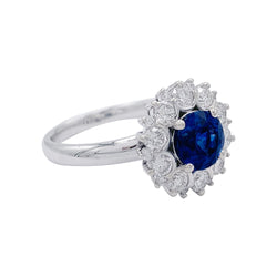 Bague marguerite saphir entourage diamants - Castafiore