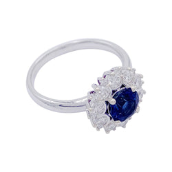 Bague marguerite saphir entourage diamants - Castafiore