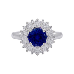Bague marguerite saphir entourage diamants - Castafiore