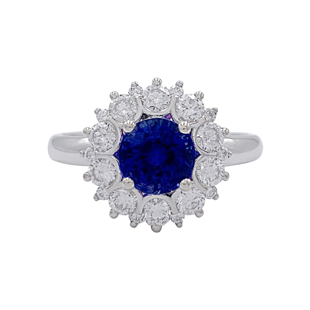 Bague marguerite saphir entourage diamants - Castafiore