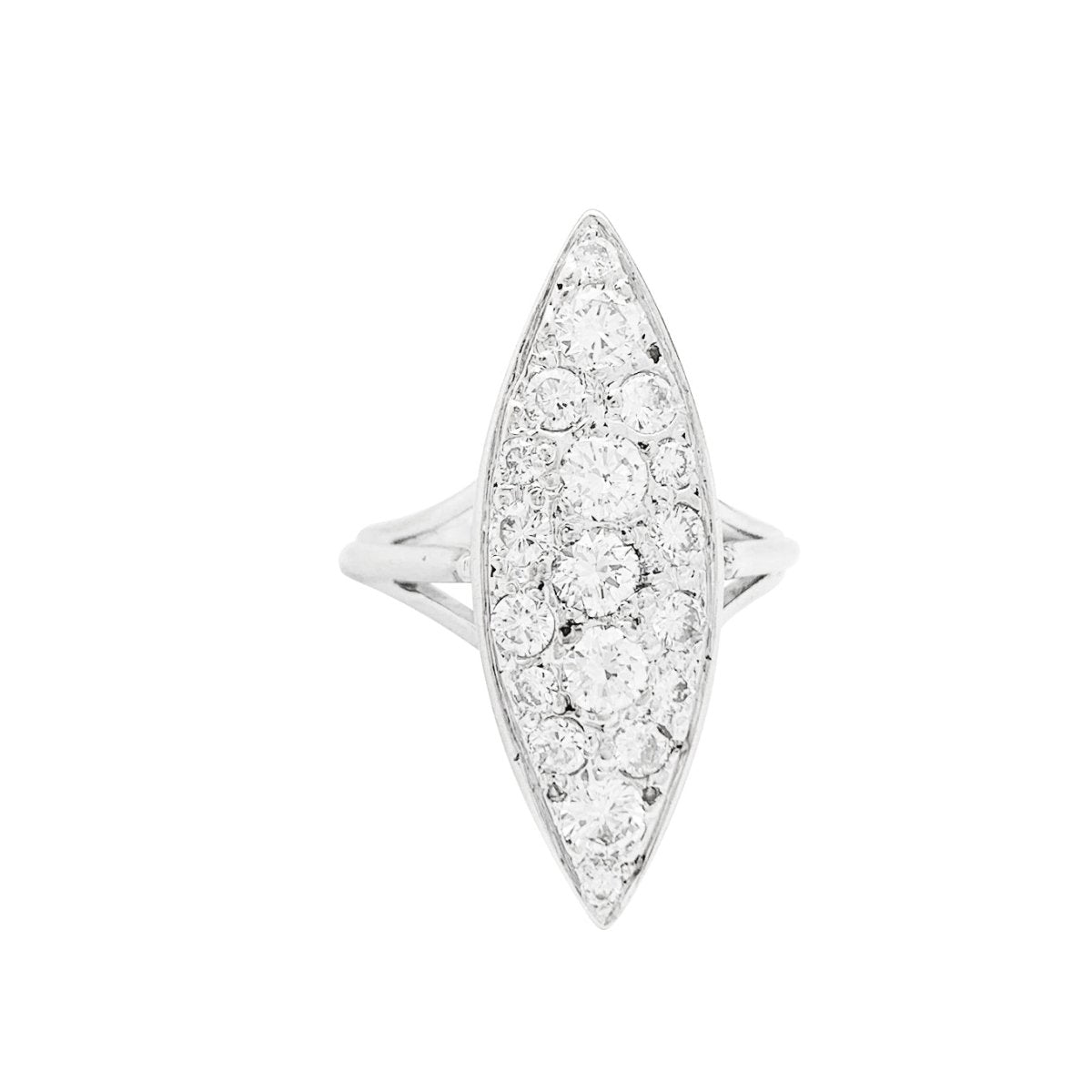 Bague marquise en or blanc et diamants - Castafiore
