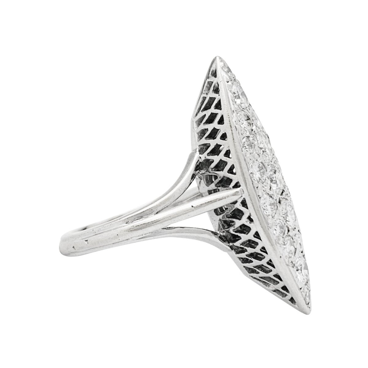 Bague marquise en or blanc et diamants - Castafiore